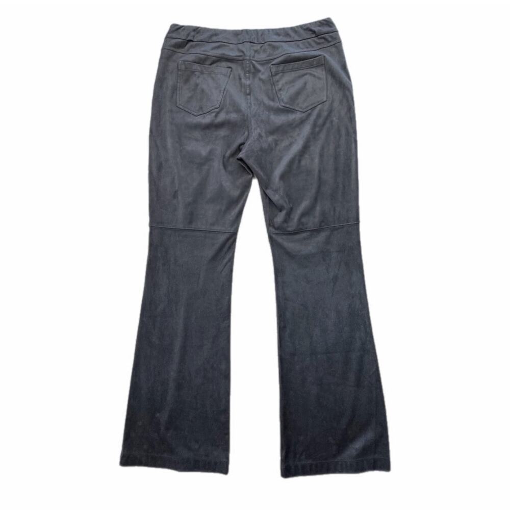 Soft Surroundings Black Faux Suede Pull On Flare Boho Retro Soft Comfort Pants - Picture 2 of 7